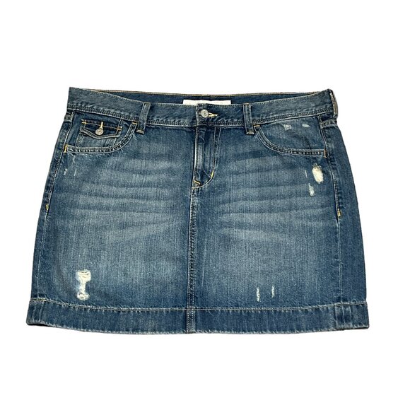OLD NAVY Distressed Denim Mini Jean Skirt Size 12 Zip Up 5 Pocket Design - Picture 3 of 10